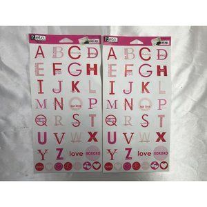 Lot of 2 Valentine Themed alphabet stickers greeti
